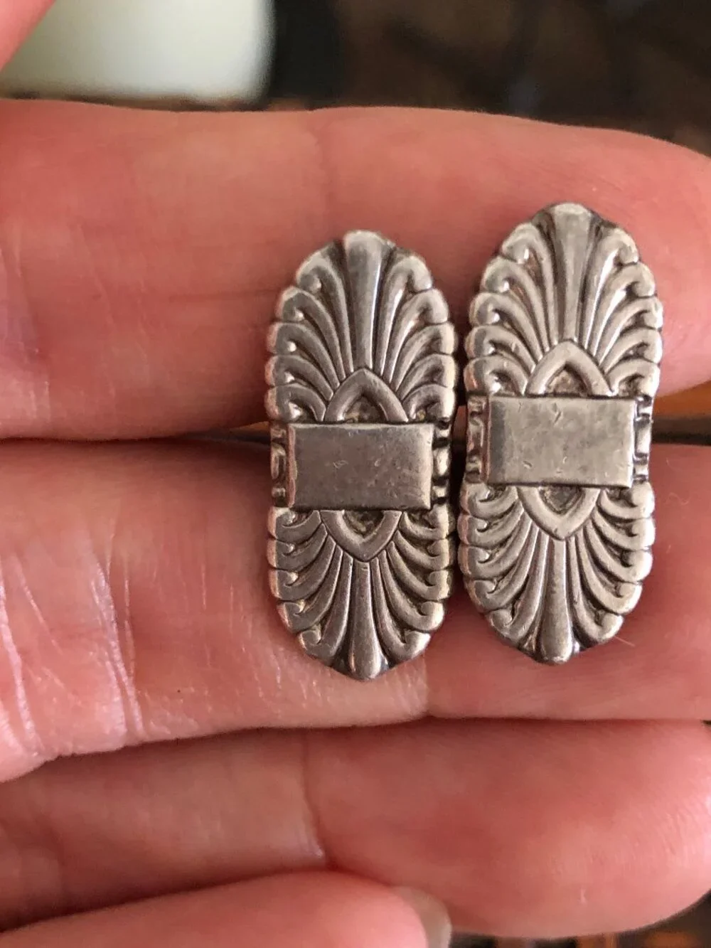 Vintage Sterling Silver Front Cufflinks for Men